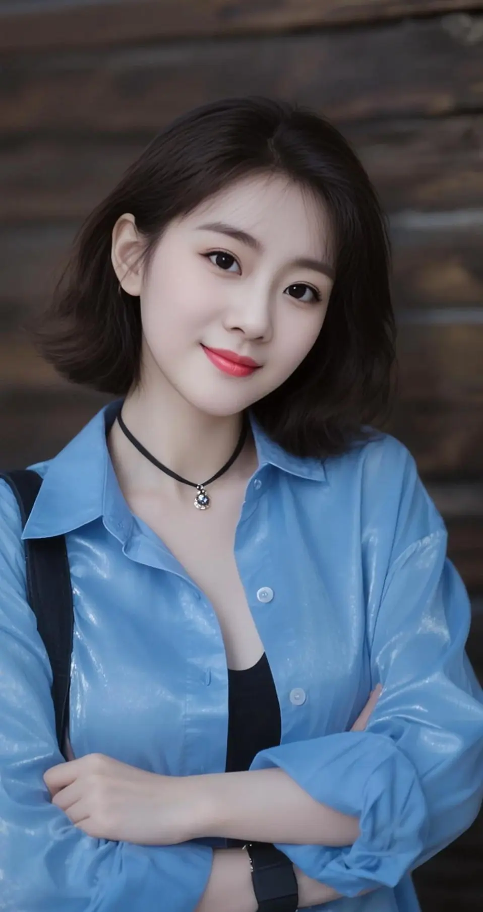 AI蓝衫短发情
