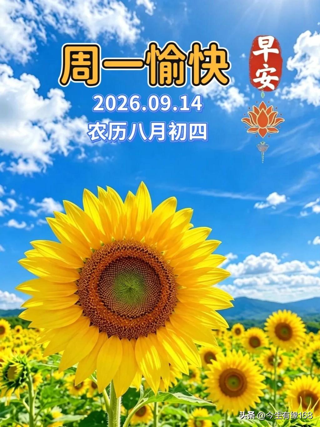 🌻9月14日，周一早安🍂

慢慢才懂得，最好的日子，从不是繁花似锦。
 

