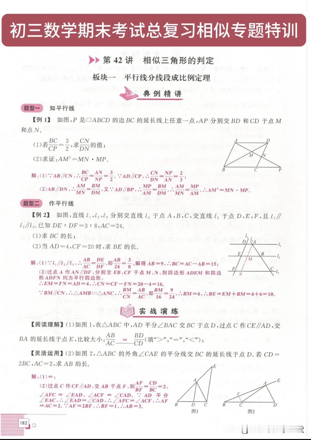 初三数学期末复习相似三角形专题特训