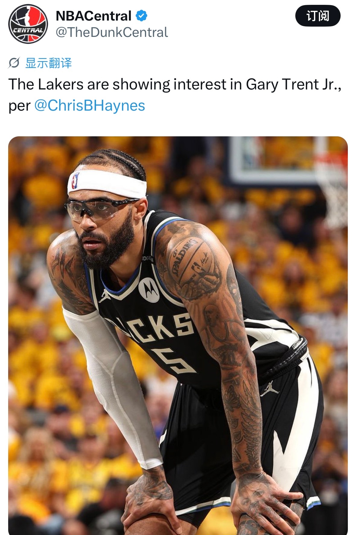 Chris Haynes：湖人有意加里-特伦特！记者Grant Afseth谈及