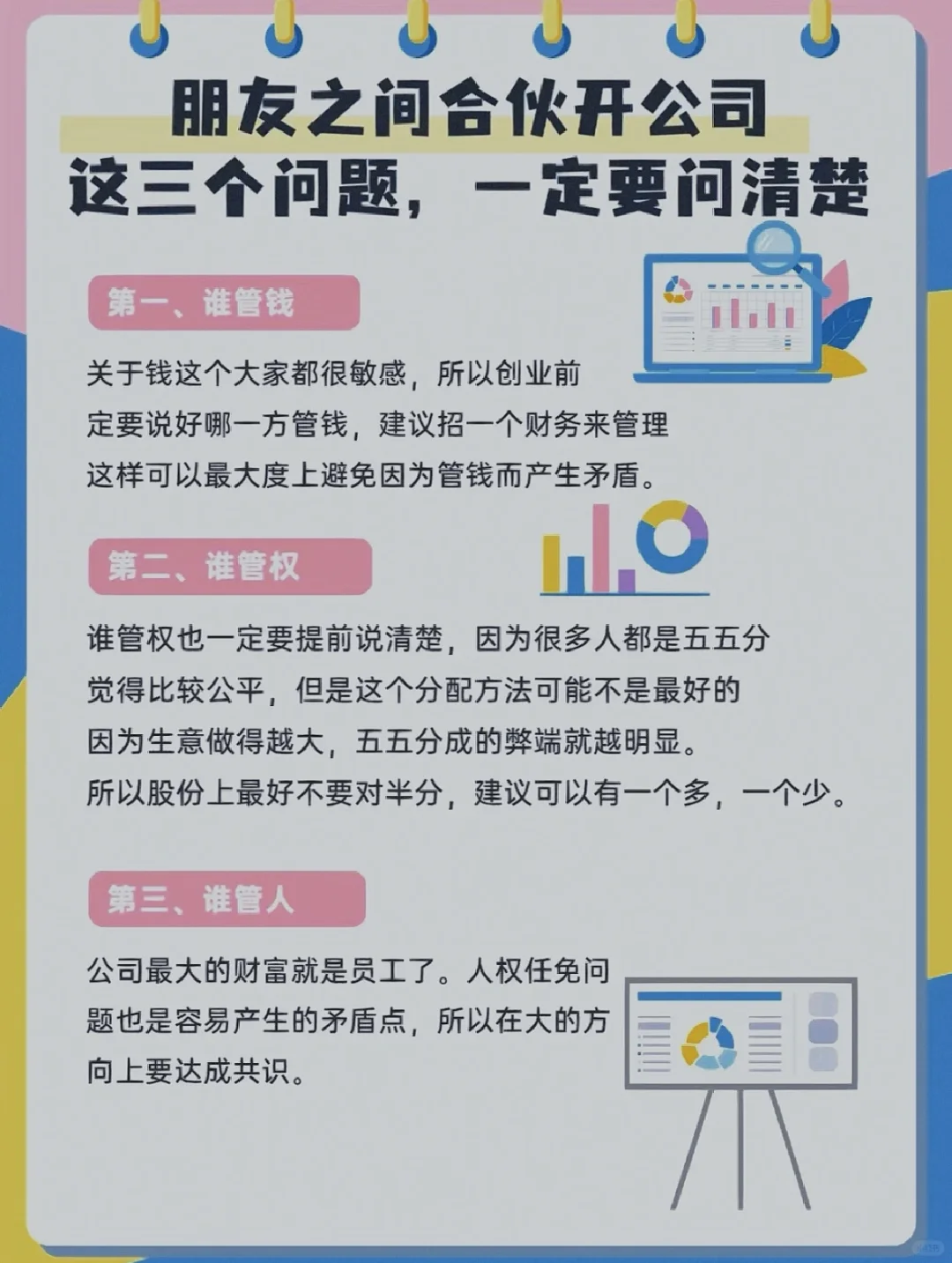 合伙开公司这三个问题，一定要问清楚☀️