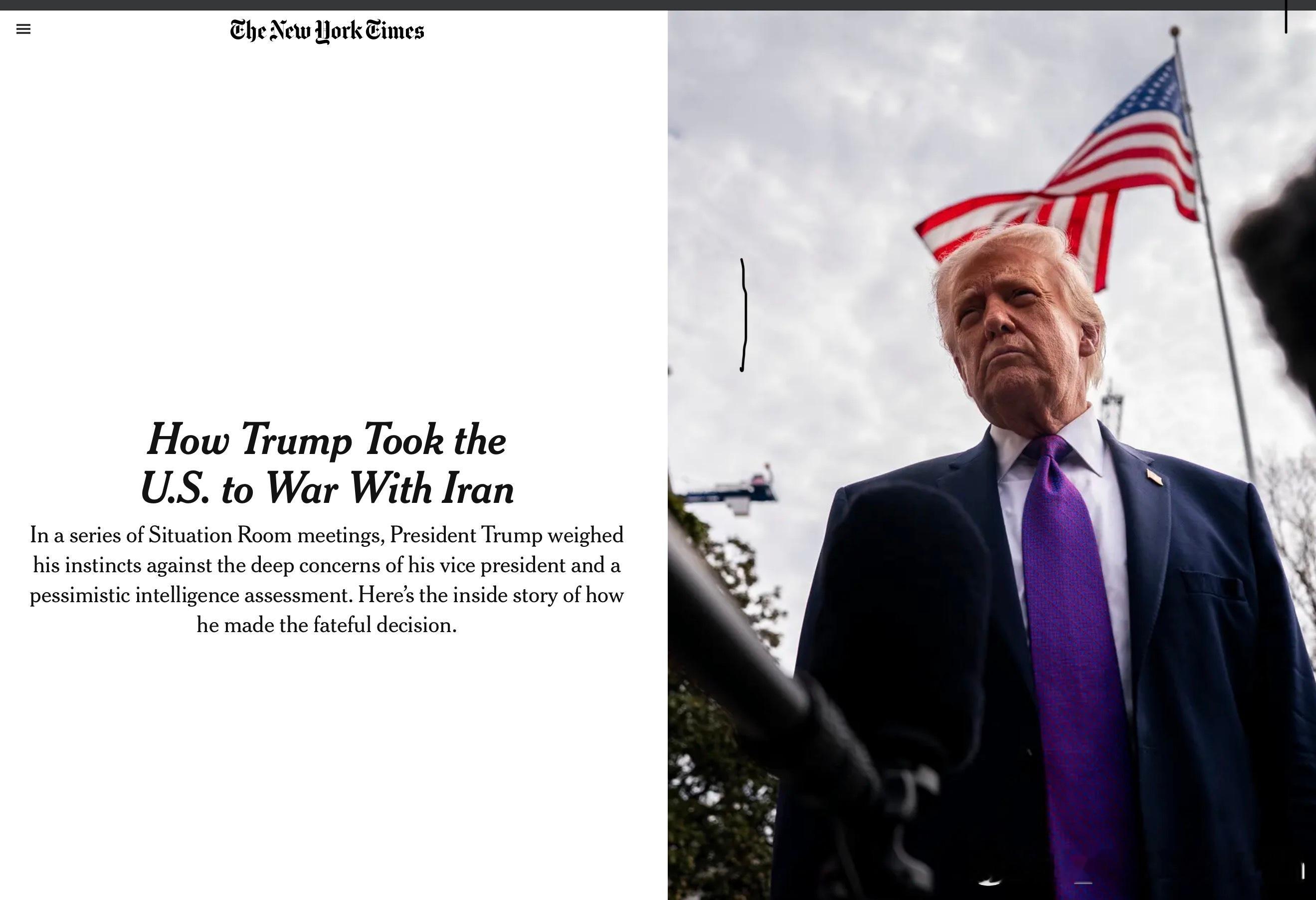 伊朗曝美方要均分霍尔木兹收益《纽约时报》发了篇雄文，还原了白宫对伊开战会议的纪实