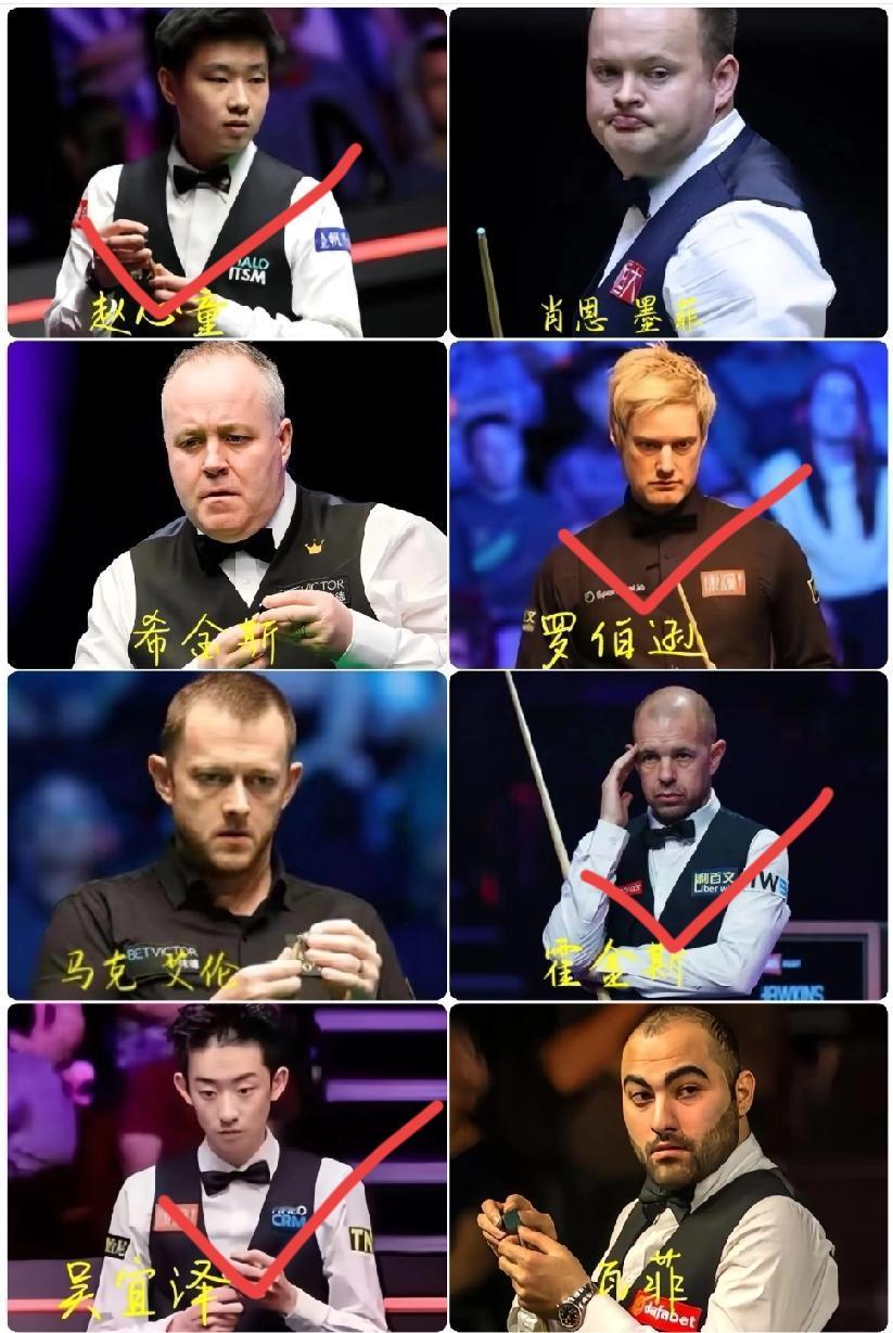 我心目中的斯诺克世锦赛四强，大家不服来辩！！！
希金斯vs罗伯逊，希金斯虽然在和