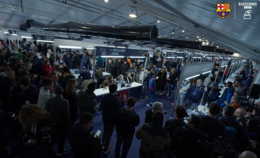 巴萨官方公布选举前两小时投票人数达到7240，投票率为6.32%。最近几次选举中