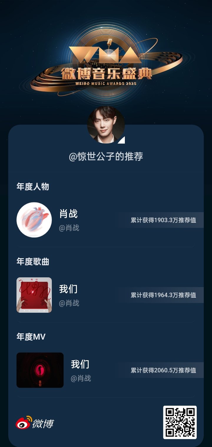 WMA微博音乐盛典 这是我的2025音乐年度最爱，快来分享你的推荐吧！ ​​​