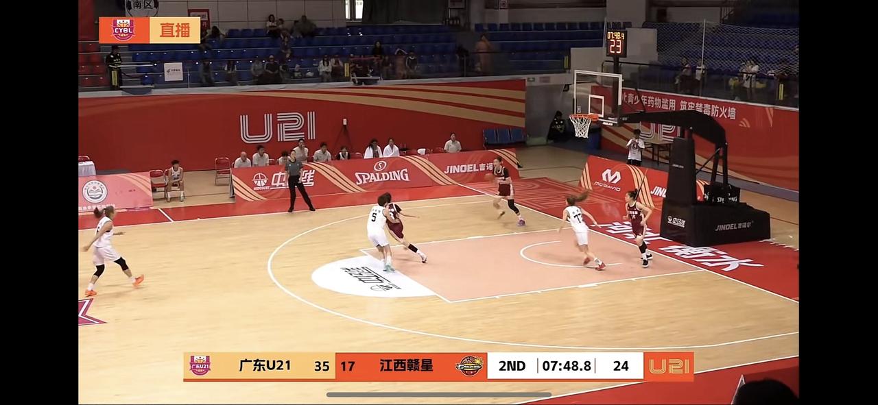 广东女篮狂虐江西女篮72分，太惨了！

正在进行的2026年女子U21青年篮球锦