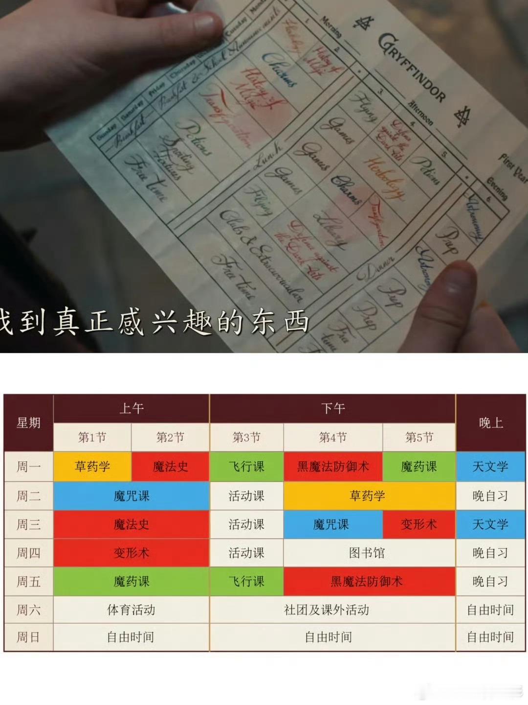 剧版哈利波特课表 相当于只放周日一天假霍格沃兹也很卷 ​​​