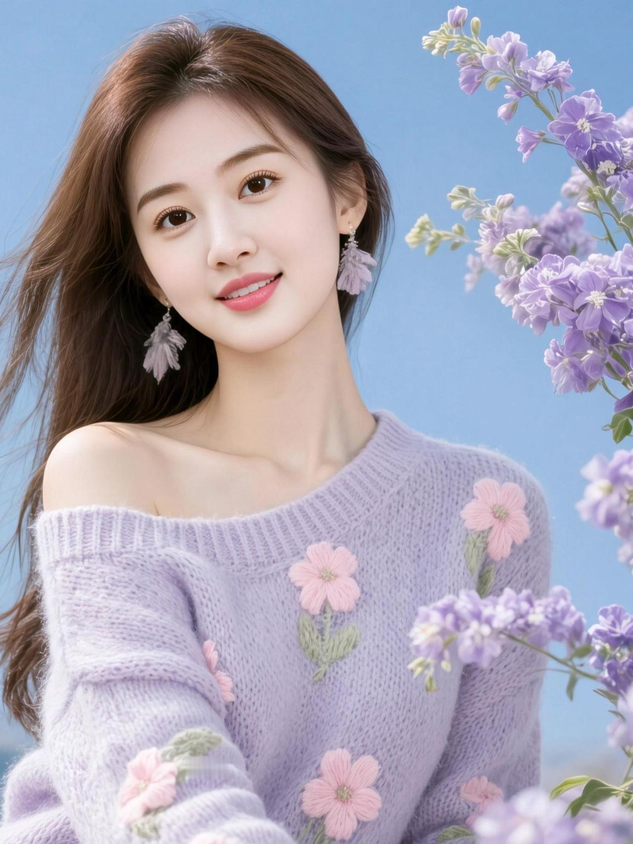 淡紫清新照 抖音ai创作 美女