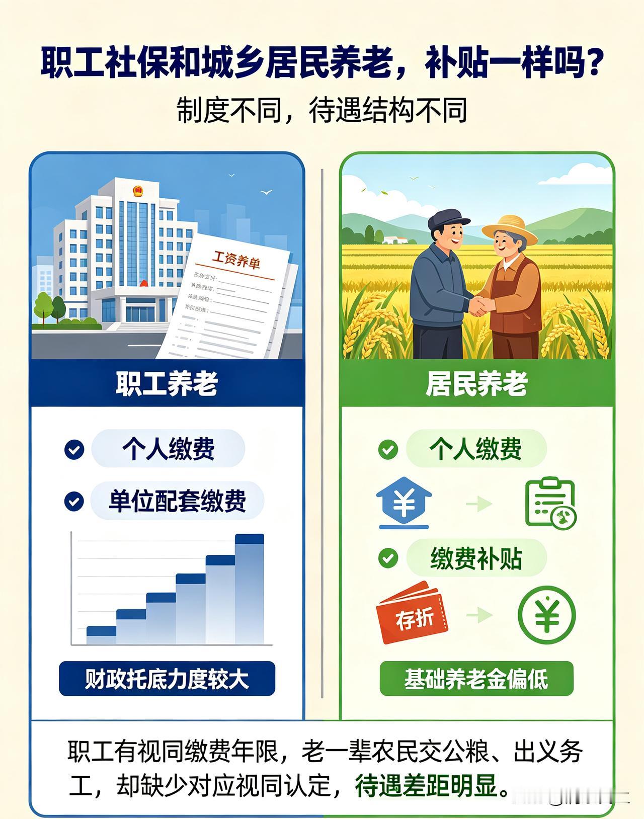 农民到底要不要给自己买养老保险
职工社保和城乡居民养老，国家补贴并不相同。职工养