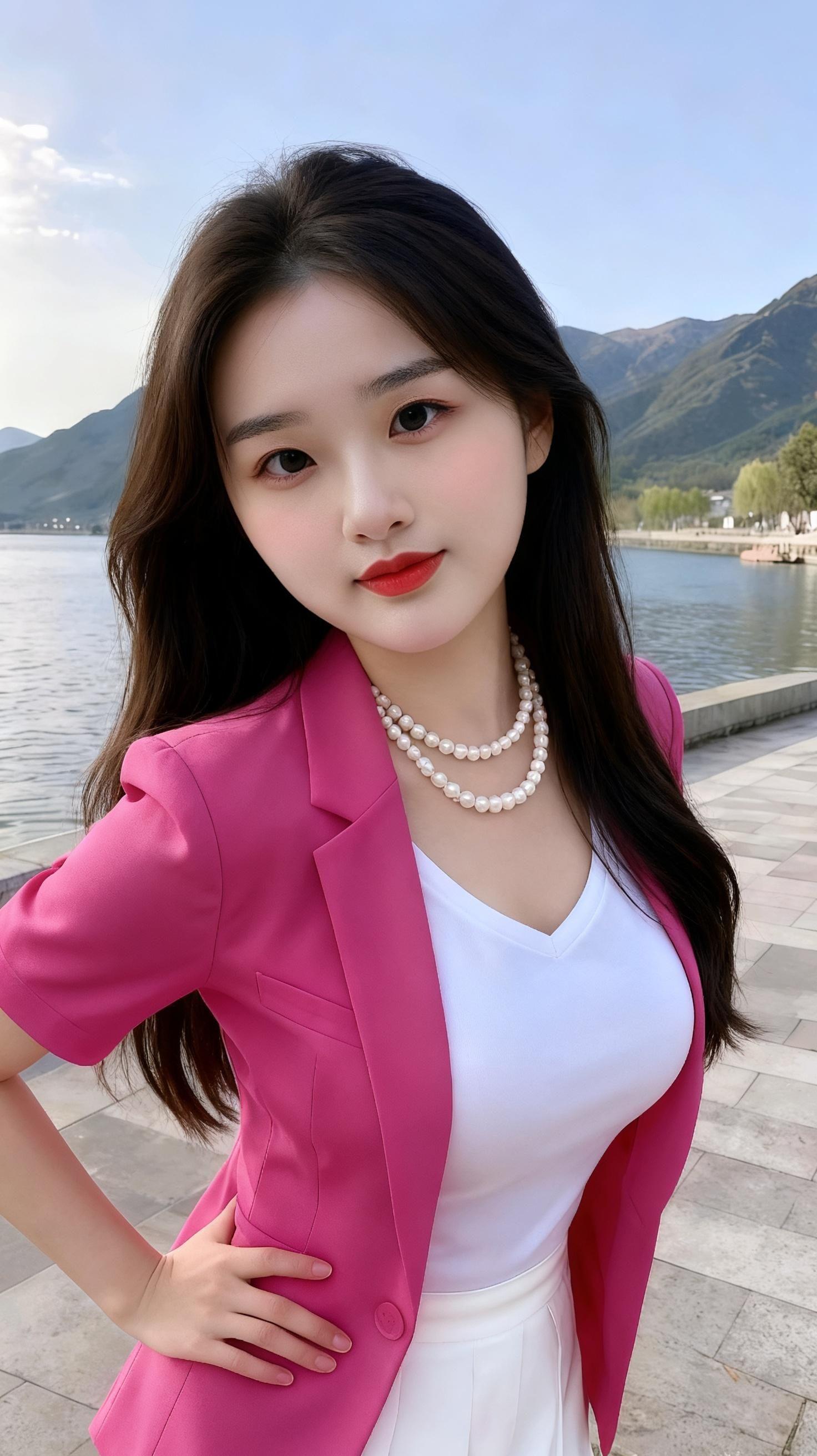长发披肩 女神范 甜美穿搭 好身材好气质 清纯女神