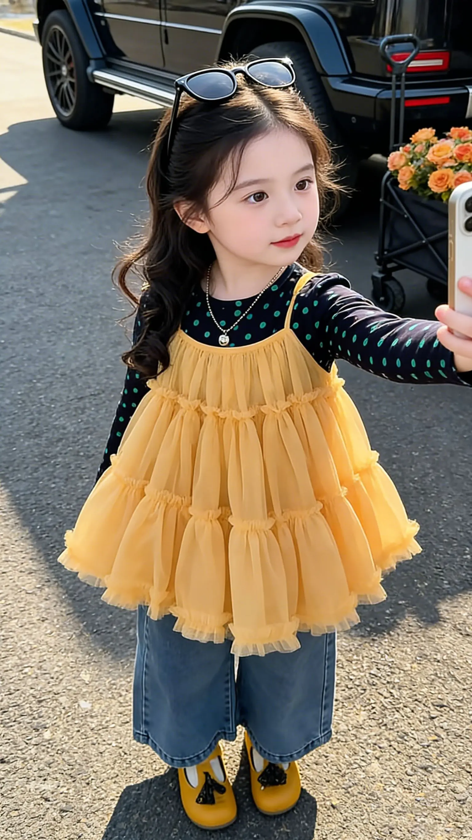 被这件小黄裙戳中了！人类幼崽也太会穿了吧。