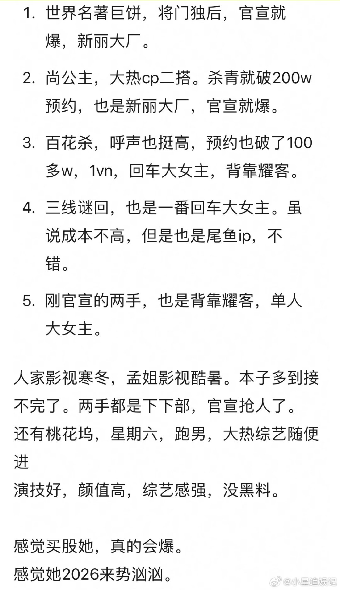 孟子义的待播剧《将门毒后》是不是95花里热度最高的？ 