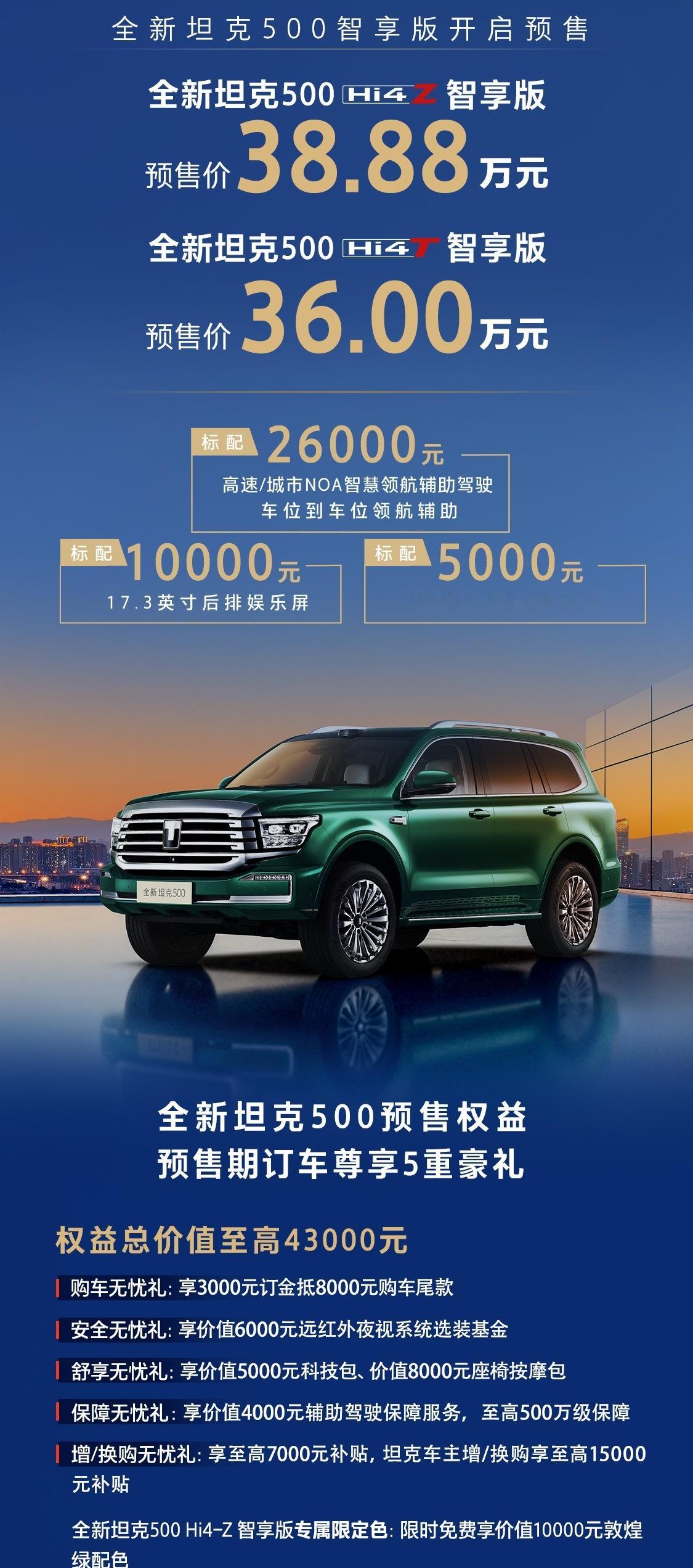 坦克500上新了 价格来了，36万起。[doge]买不买？ ​​​