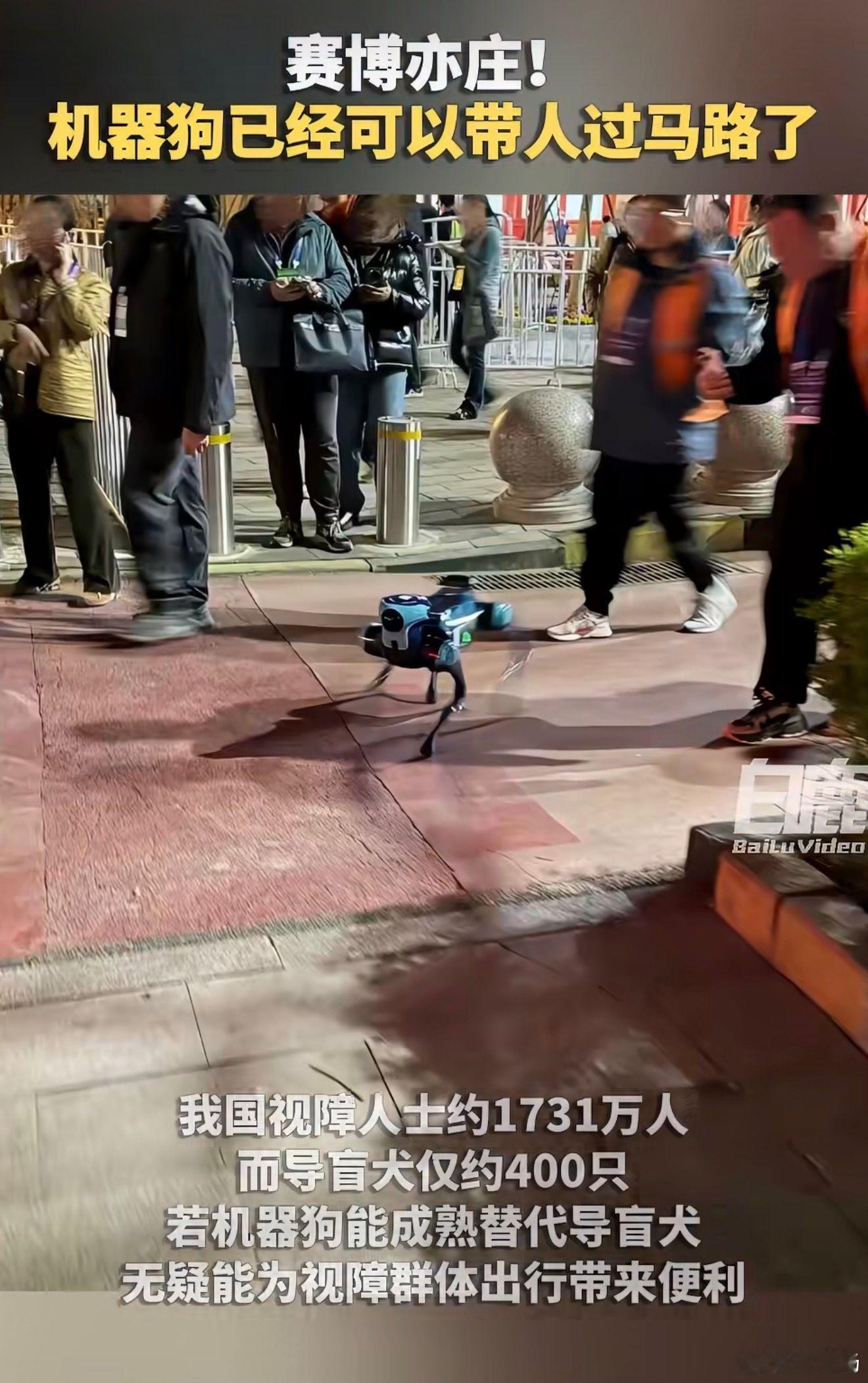 全球首个参加马拉松的机器导盲犬今天亦庄人形机器人马拉松惊现机器狗！这只叫“高德途
