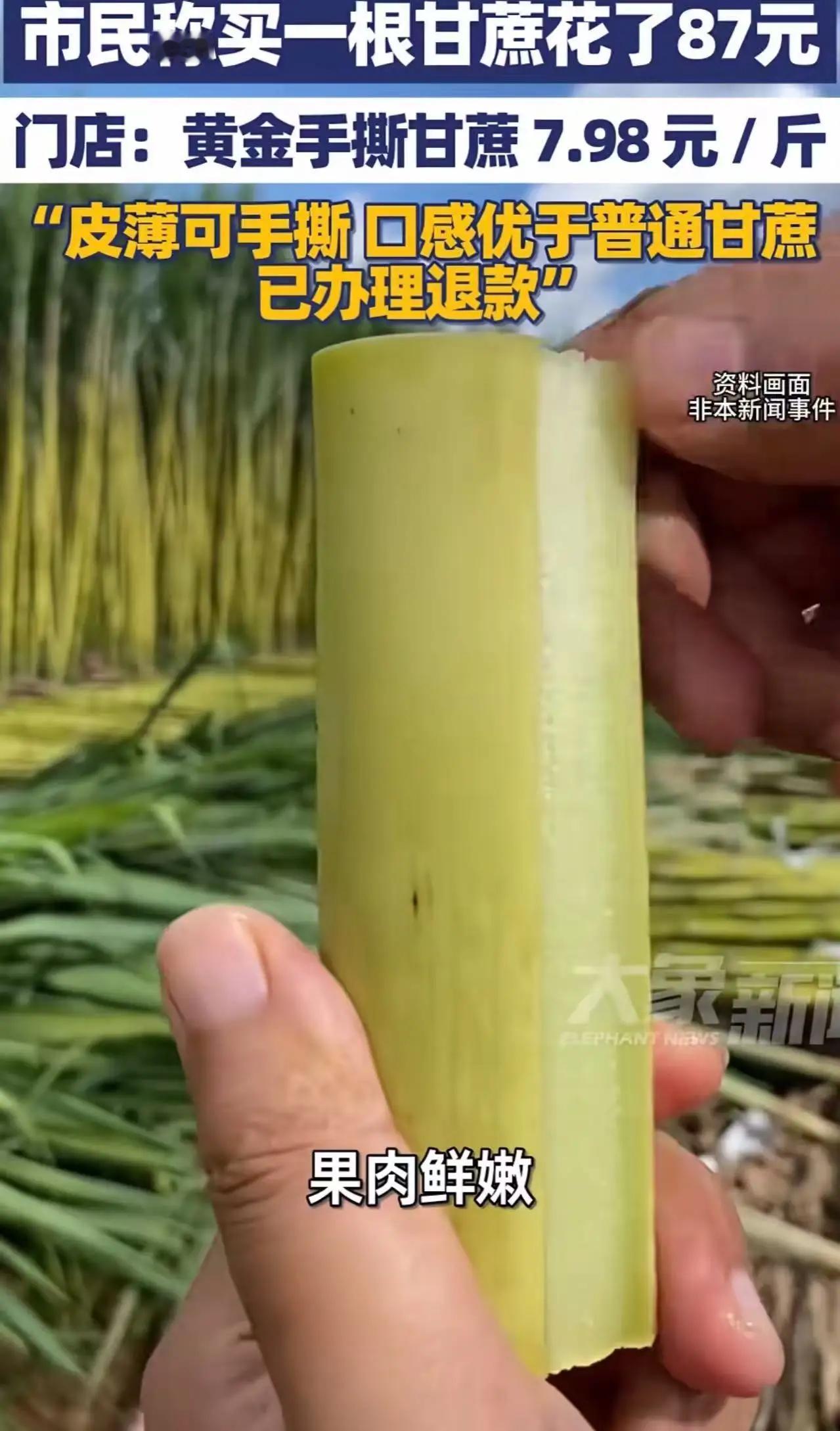 “一根甘蔗卖87元？你们是抢钱还是疯了？”，一位绍兴市民在社交媒体上发布视频称，