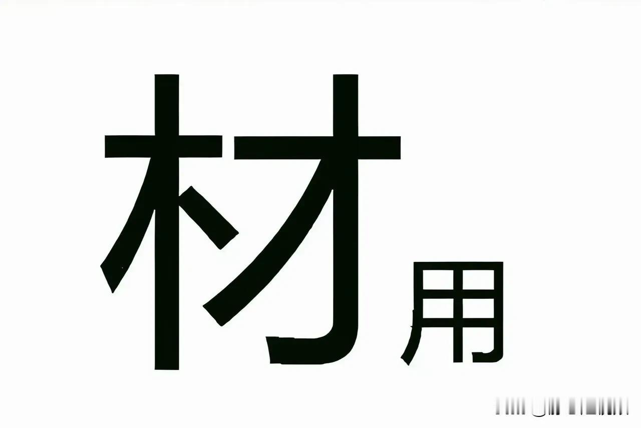 宝子们，来玩个超有趣的游戏！看这图，“材”字大大方方占C位，“用”字却小小地缩在