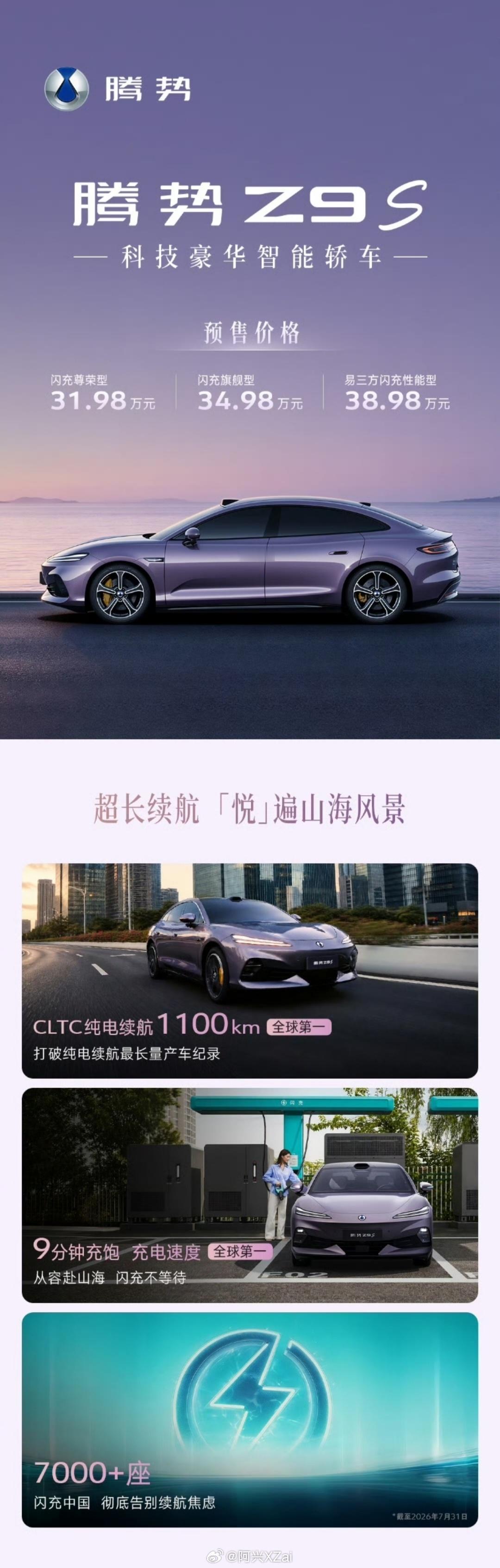 腾势Z9S纯电续航1100km全球最长腾势Z9S纯电续航1100km，全球最长，