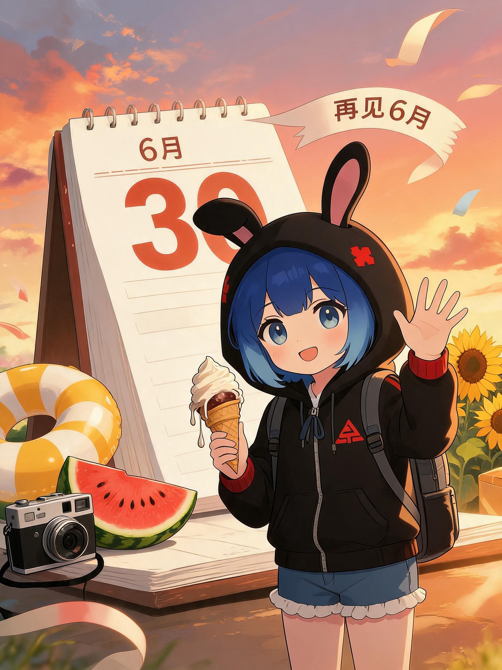 兔妹早安早安！今天是2026年6月30日 周二，六月的最后一天，阳光把夏天的尾巴