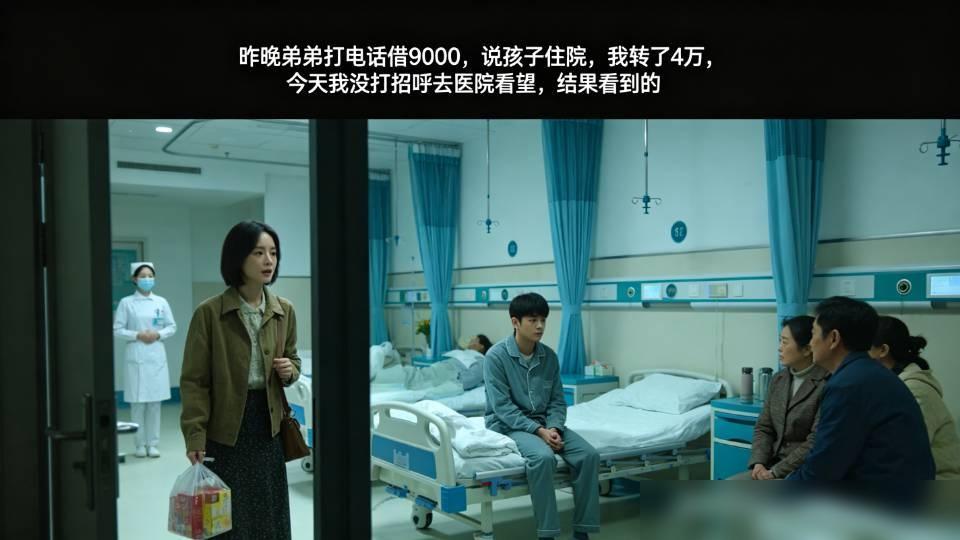 昨晚弟弟打电话借9000，说孩子住院，我转了4万，今天我没打招呼去医院看望，结果