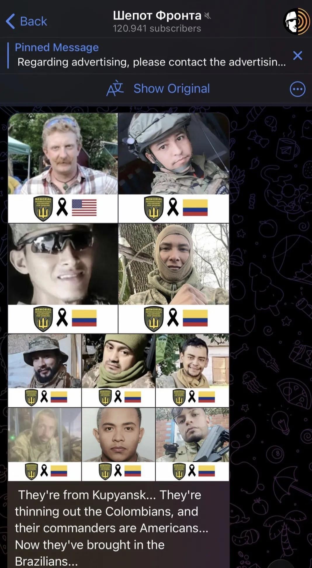 在乌克兰战场上最新一批挂掉的外国雇佣兵，除了一名美国人之外，其他的就是清一色的哥