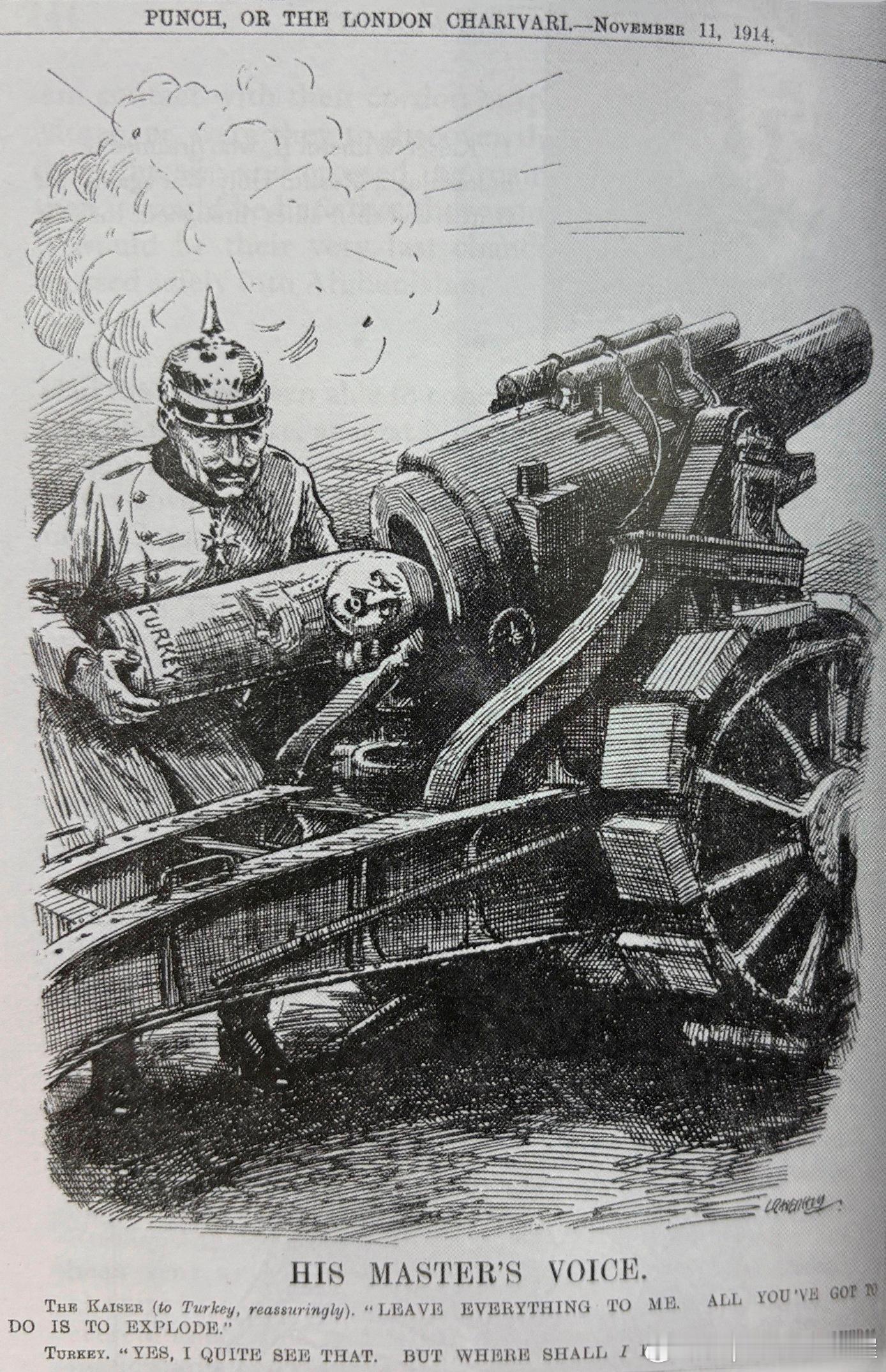 1914年11月英国《笨拙》杂志上的讽刺漫画-德国的傀儡土耳其军事历史全触达 ​