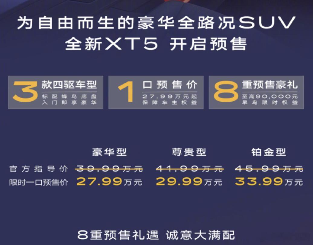 #豪华车价格整顿打响第一枪# 全新一代凯迪拉克XT5开售，价格一步到位了！三款配