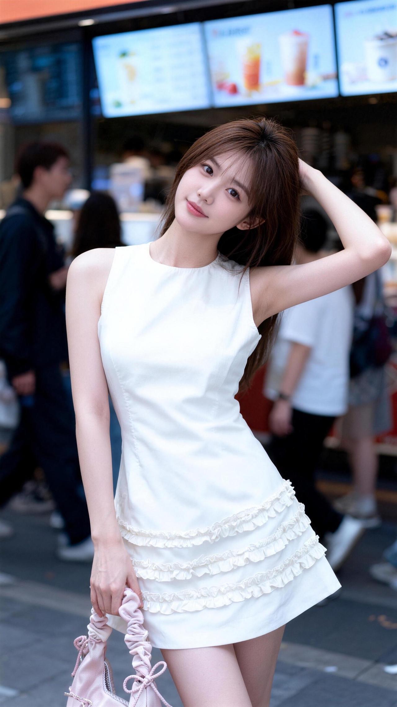 白色甜美裙装 街头甜心风 ins风白裙 甜美白裙造型 甜妹气质连衣裙