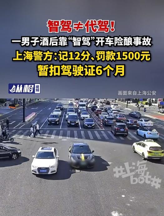 小米汽车 一男子酒后靠”智驾”开车险酿事故，5月6日早上7时54分，上海市公安局