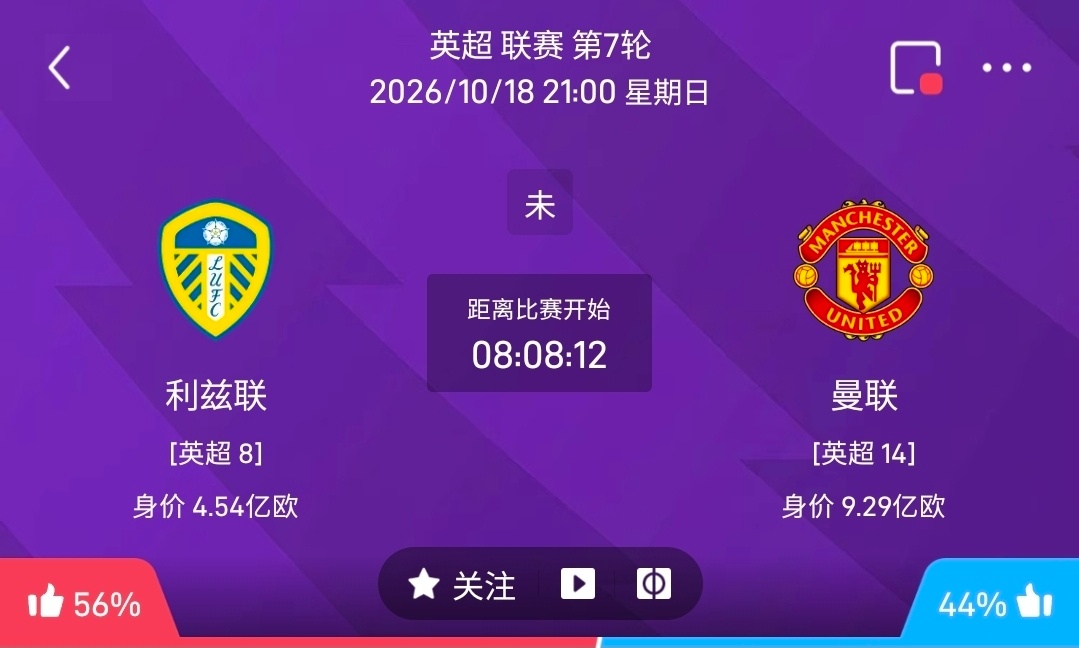 利兹联vs曼联1️⃣利兹联（英超8，身价4.54亿欧）利好：主场氛围热烈，近期抢