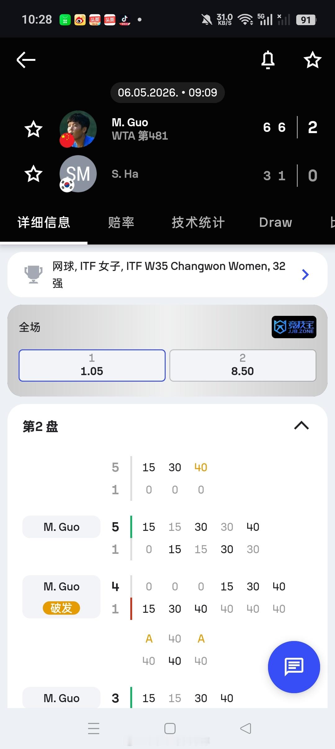 小花小草资讯 【昌源W35】女单正赛第一轮🇨🇳7号种子郭美琪6-36-1横扫