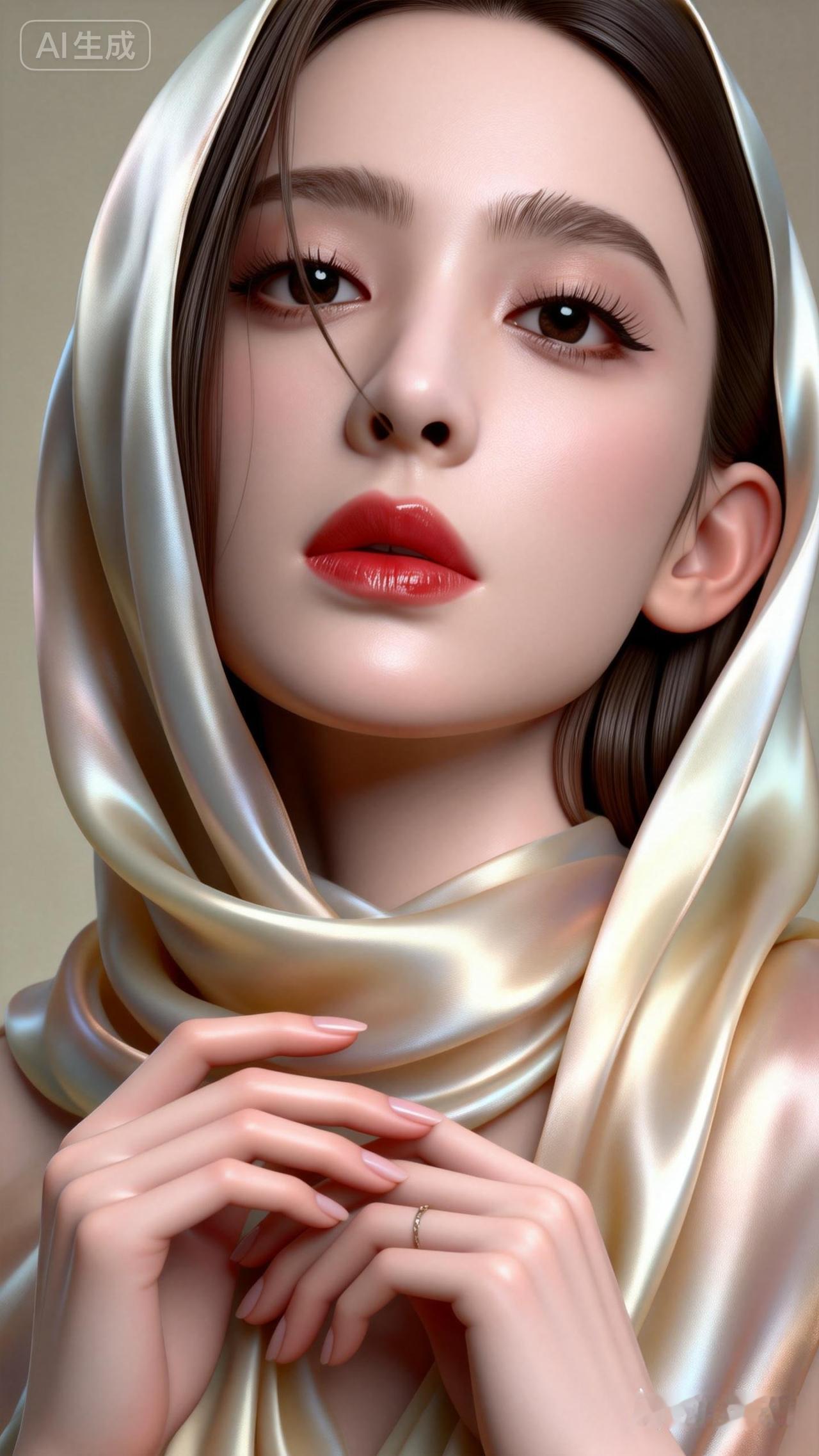 梦幻般的美女，细腻的妆容和优雅的姿态，让人沉醉其中。