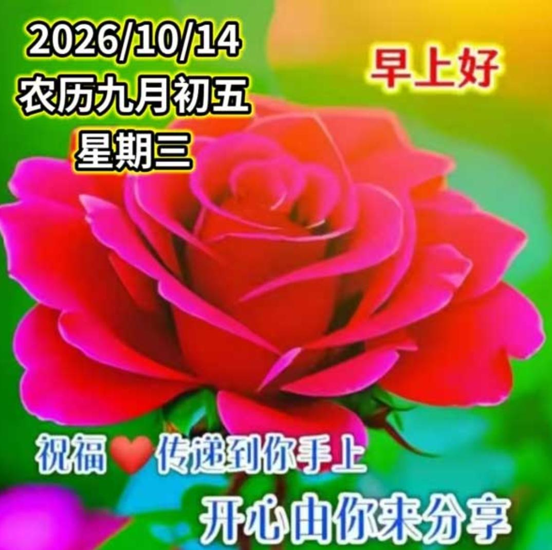 朝阳东升照四方，
晨风拂面送吉祥；
问候声声传祝福，
愿你幸福永安康；
好运连连