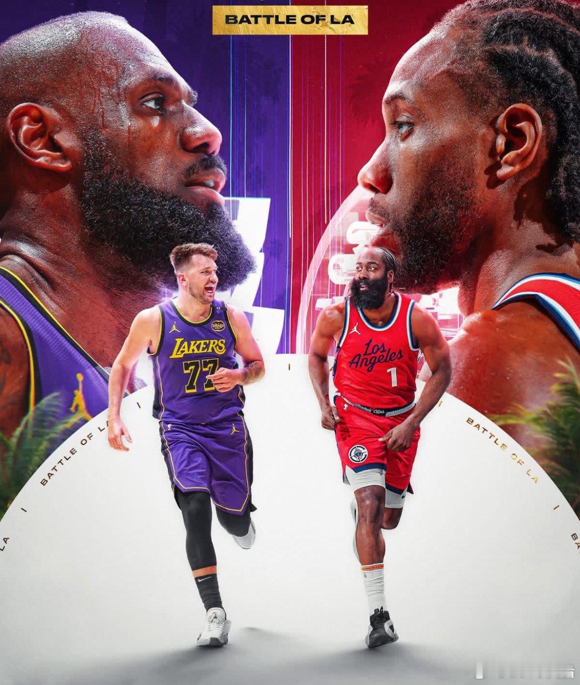 本赛季第三次洛杉矶德比，11点准时开打！都准备好了吗？观看网页链接，复制到浏览器