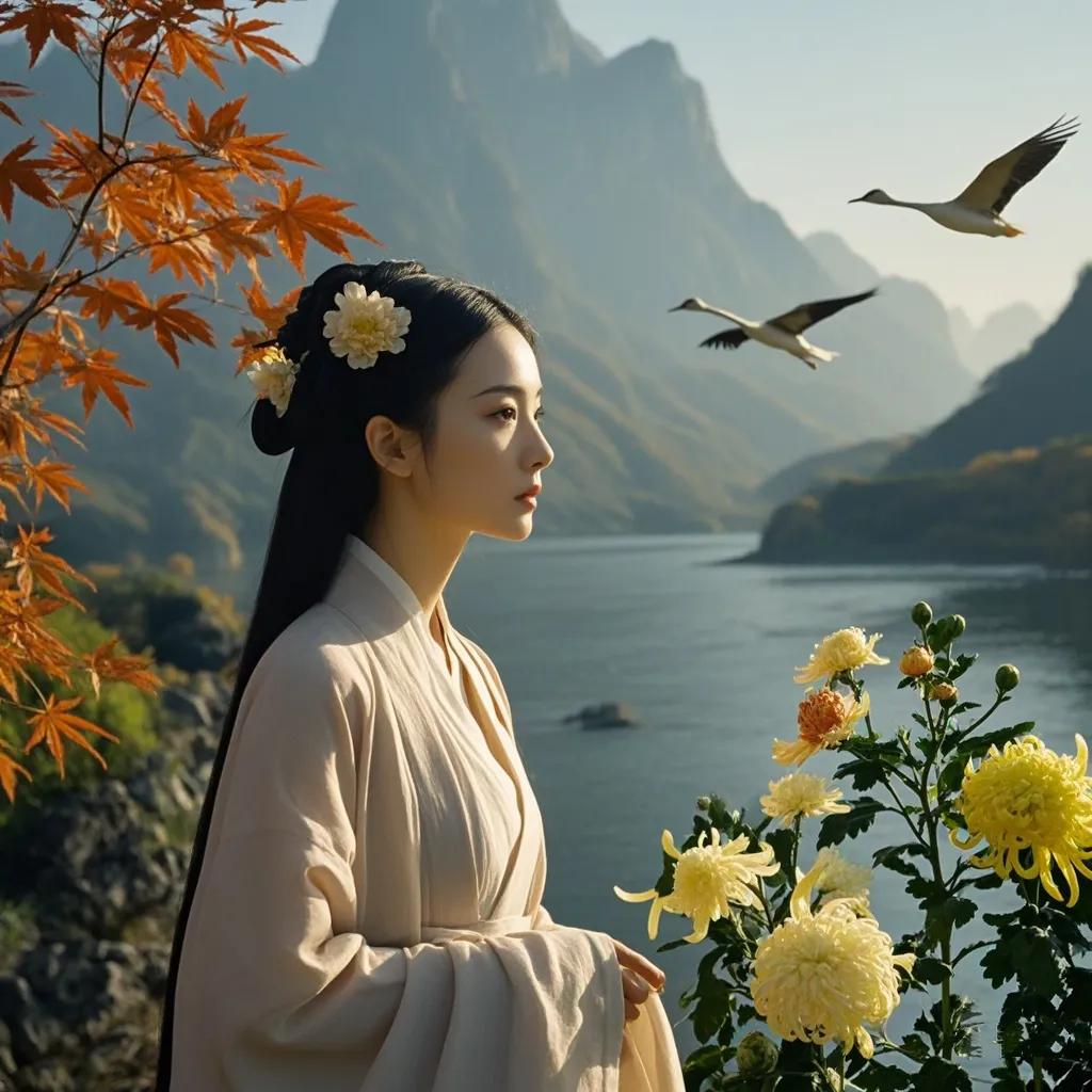 《行香子·秋情》
 
山外丹枫，天际征鸿。望长河、逝水朝东。蛩吟落木，露湿青松。