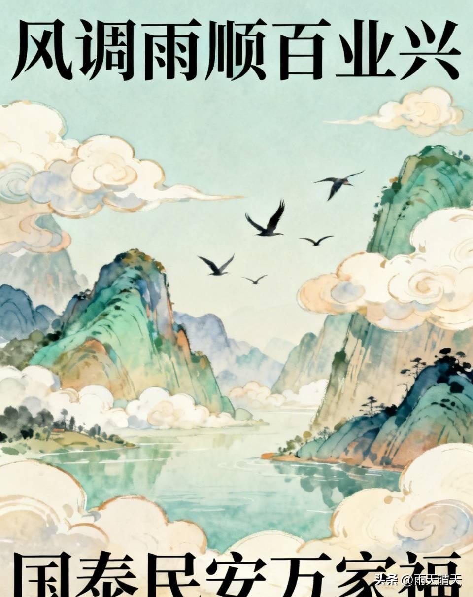 上联：风调雨顺百业兴

下联：国泰民安万家福