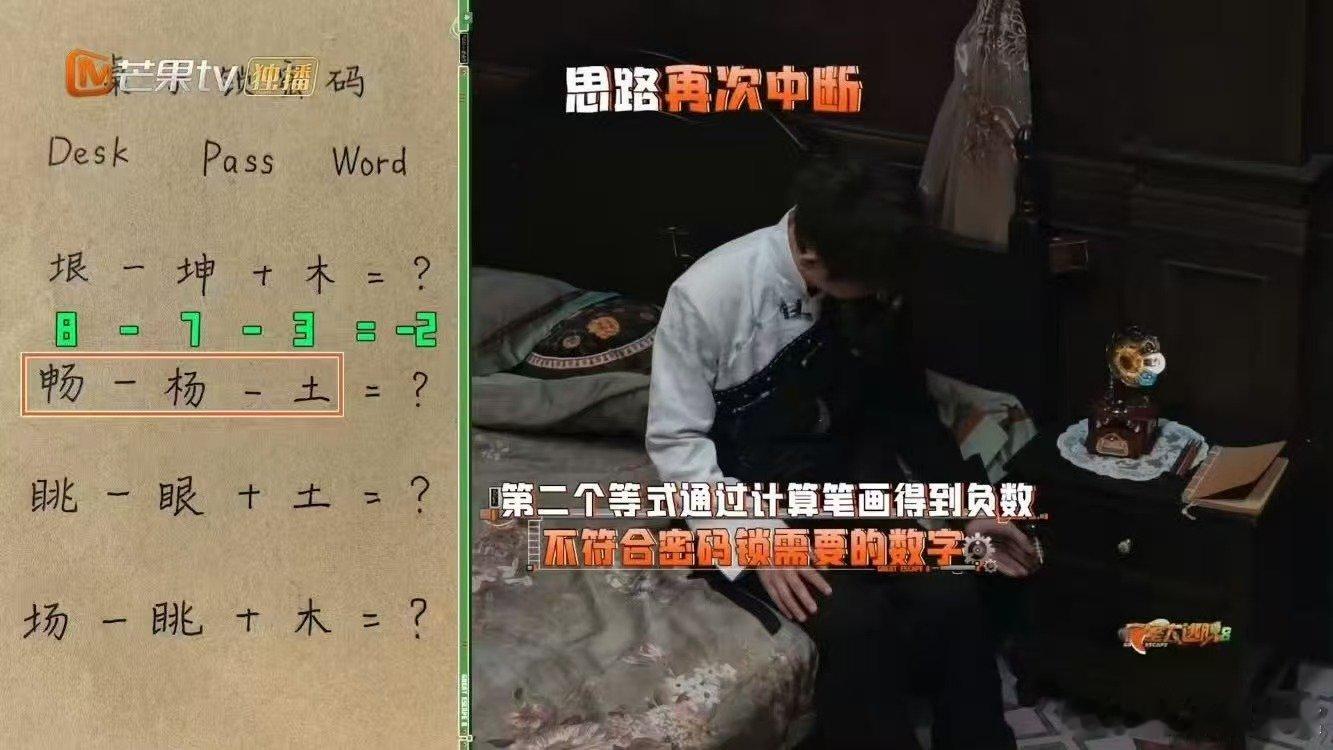 何老师密逃解题堪比熹妃回宫密室大逃脱何炅智慧担当实力在线，众人纠结线索时，他快速