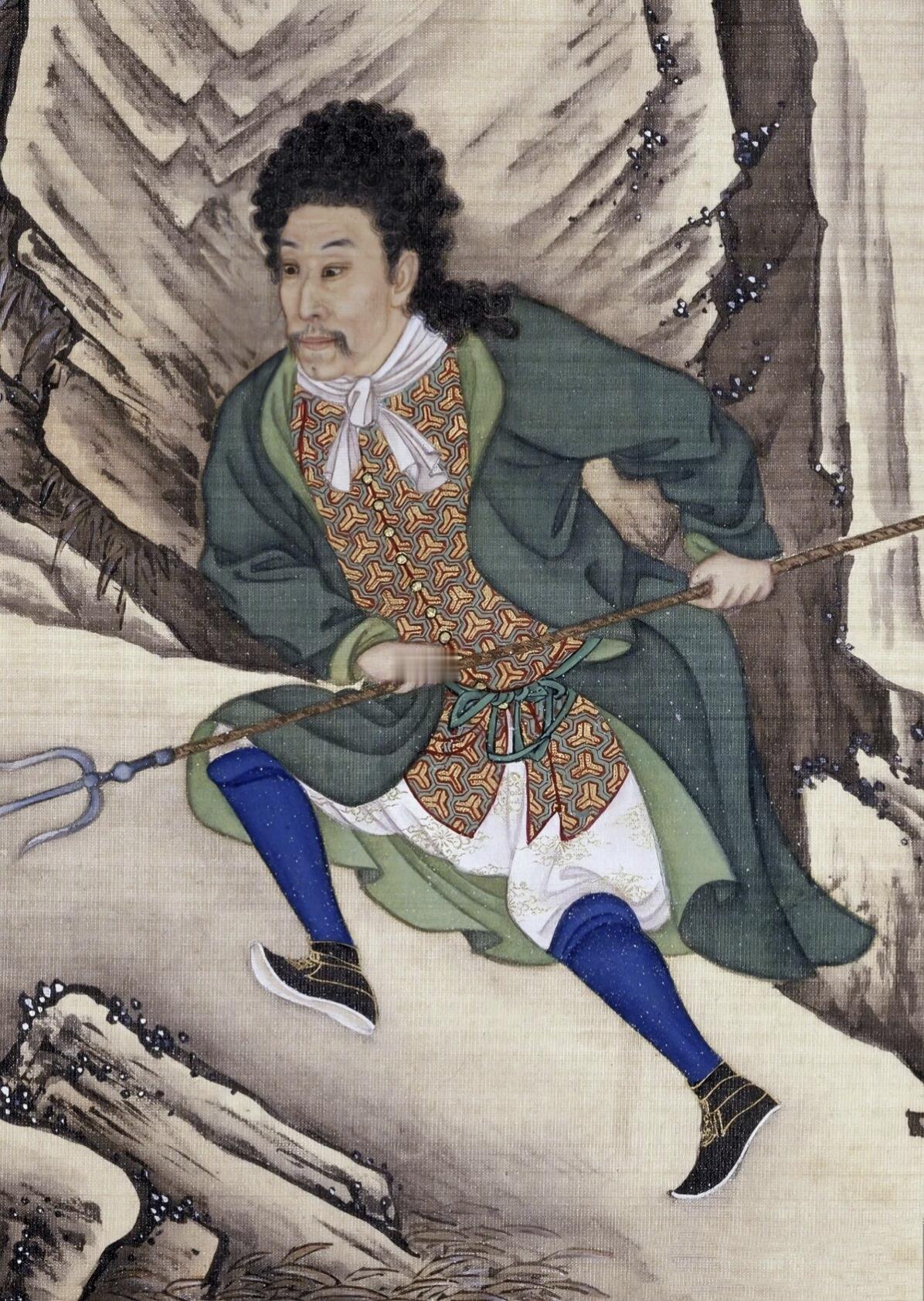 洋装伏虎图，这个清朝皇帝是谁？
  东方人戴假发、系白围巾感觉不伦不类，长风衣松