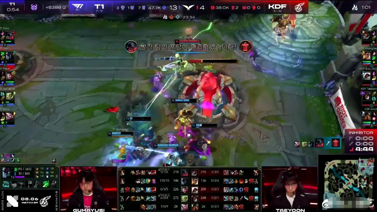 Faker回归首战成功战胜KDF，不过战绩不怎么好看0-3的杰斯，但有5个助攻，