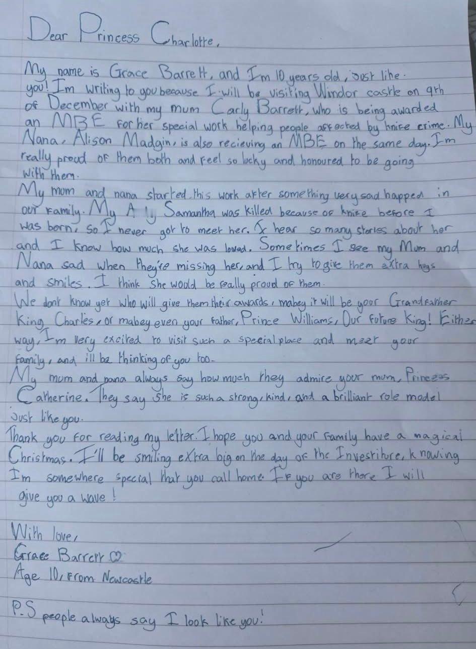 10岁的Grace写给10岁Lottie的一封信✉️~肯辛顿宫近日有分享一封写给