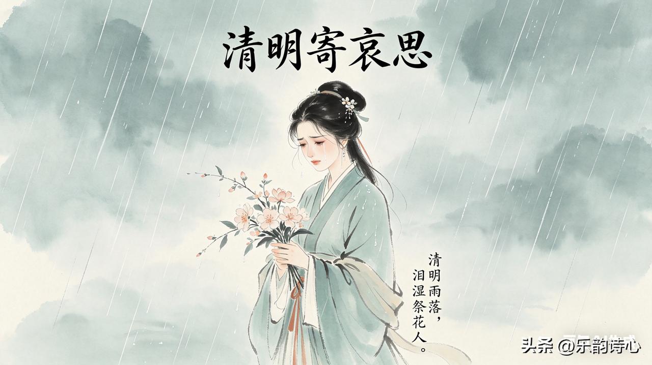 《清明寄哀思》乐韵诗心原创诗词:
清明雨落，泪湿祭花人。
桃花灼灼，映照故园春。