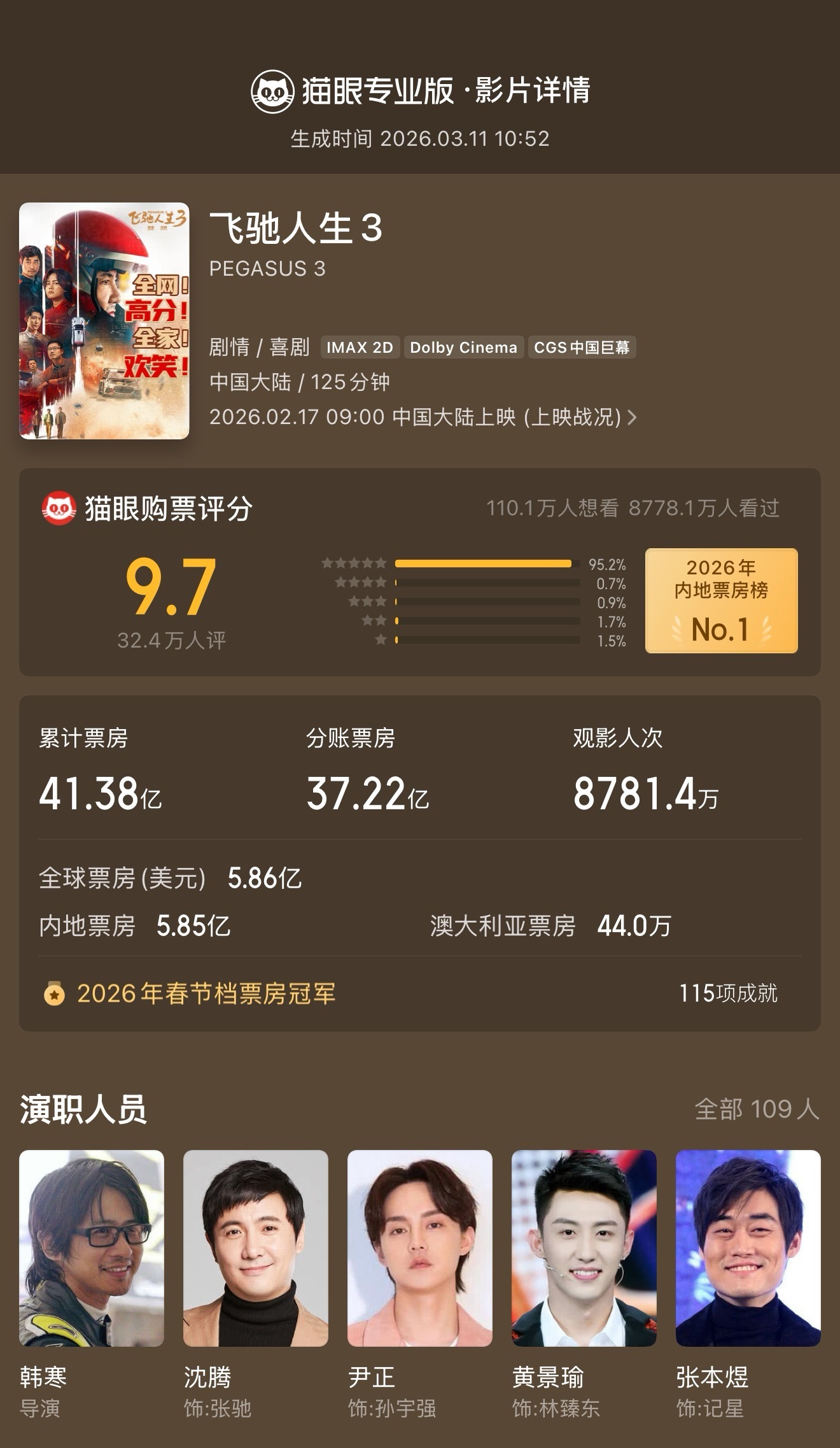 飞驰人生3延长上映至4月18日 《飞驰人生3》官宣密钥延期，延长上映至2026年