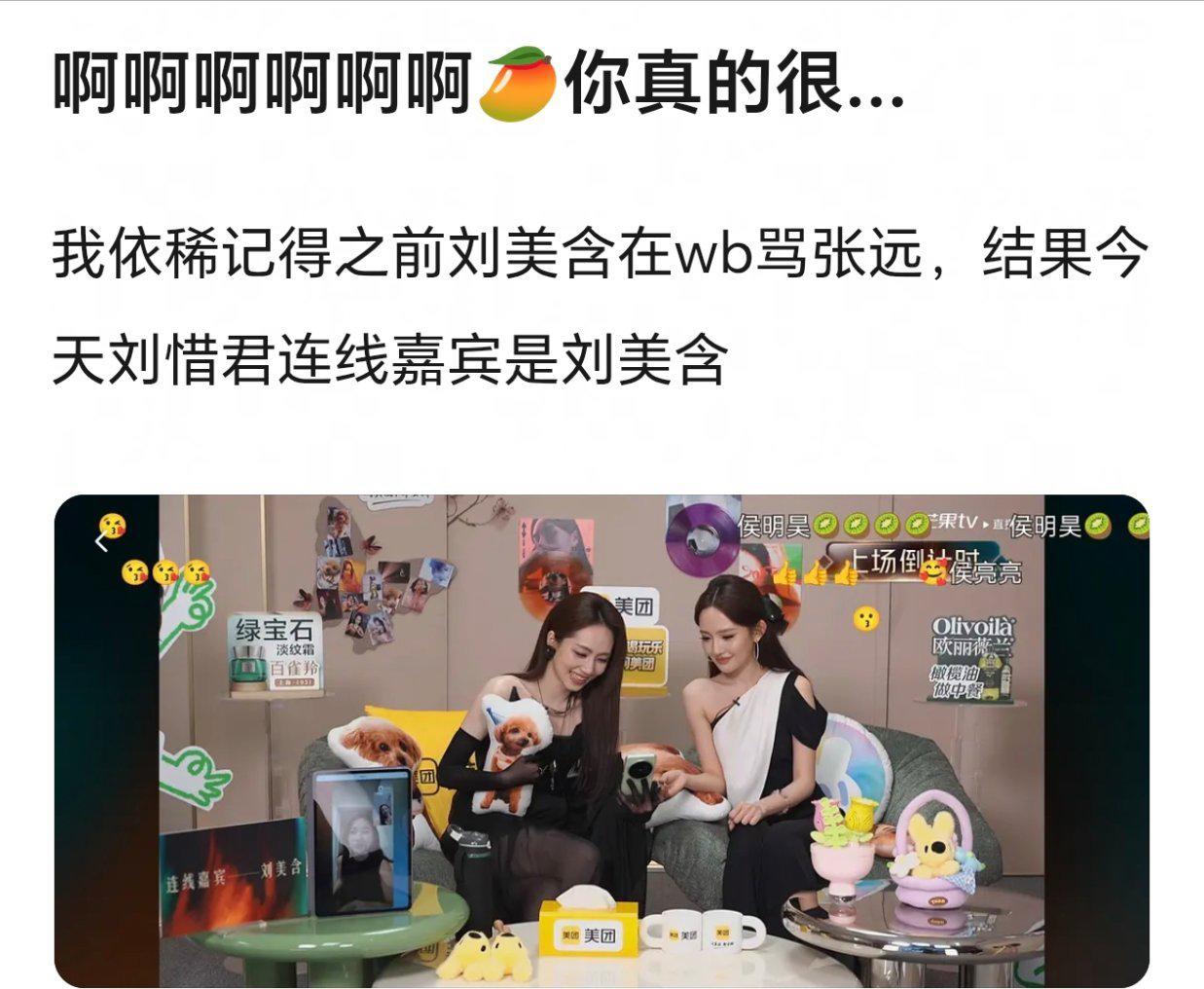 今晚《歌手》最大乐子来了——刘惜君的连线嘉宾竟然是刘美含！
刘惜君和张远是同队战