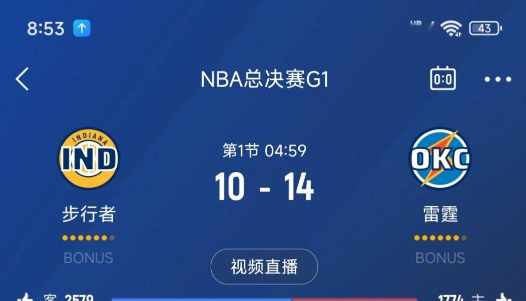 进入暂停，步行者落后4分！步行者vs雷霆 ​​​