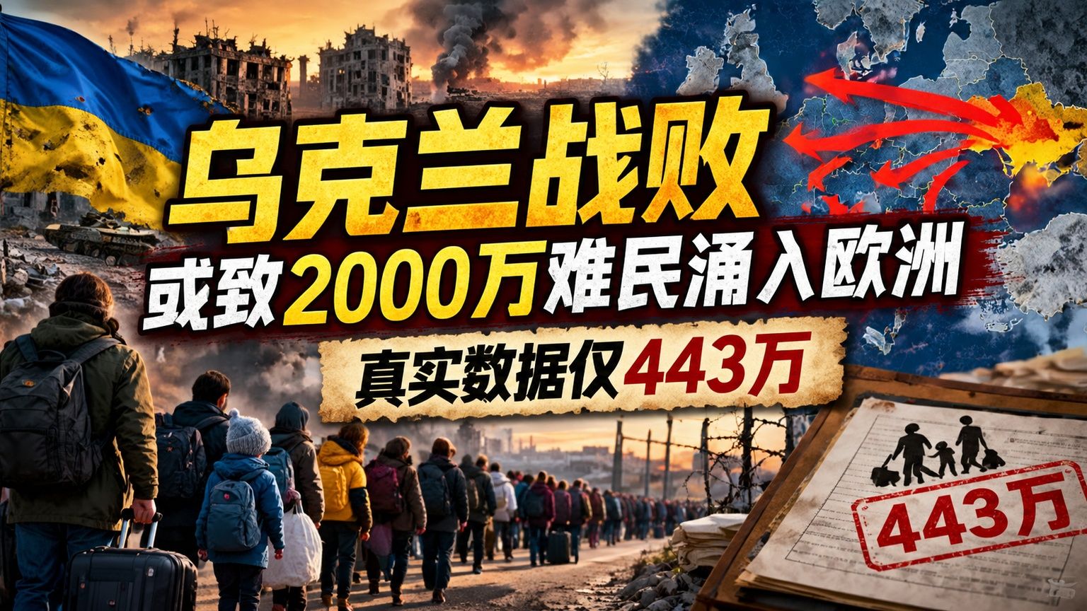 乌克兰战败或致2000万难民涌入欧洲，真实数据仅443万