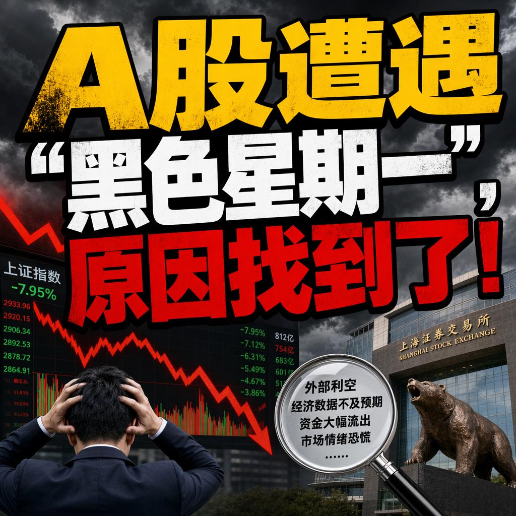 A股遭遇“黑色星期一”，原因找到了！
突发！4700只个股集体飘绿，176只跌停