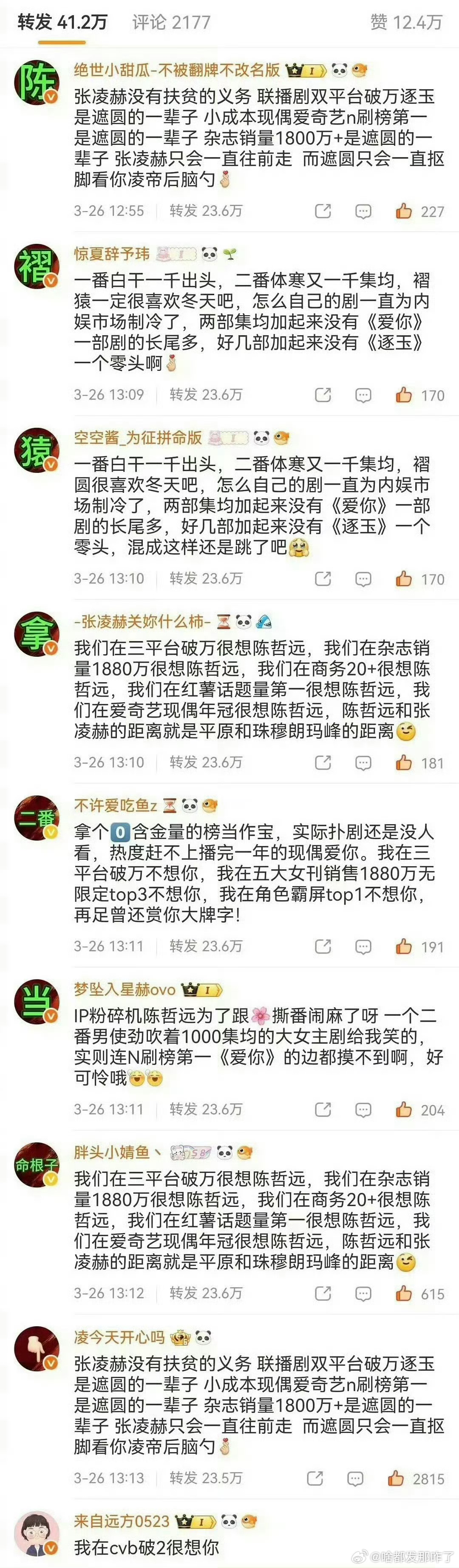 张凌赫粉丝和陈哲远粉丝互相排字ing～ 