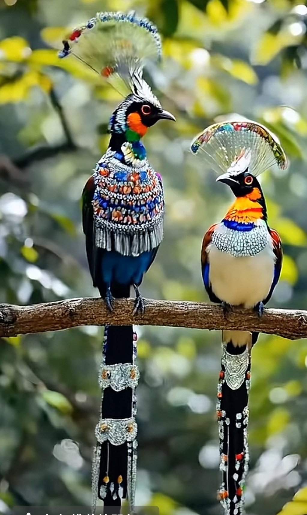 这鸟应该是少数民族的，浑身上下都带着饰品[good]  高贵鸟🐦人靠衣装马靠鞍