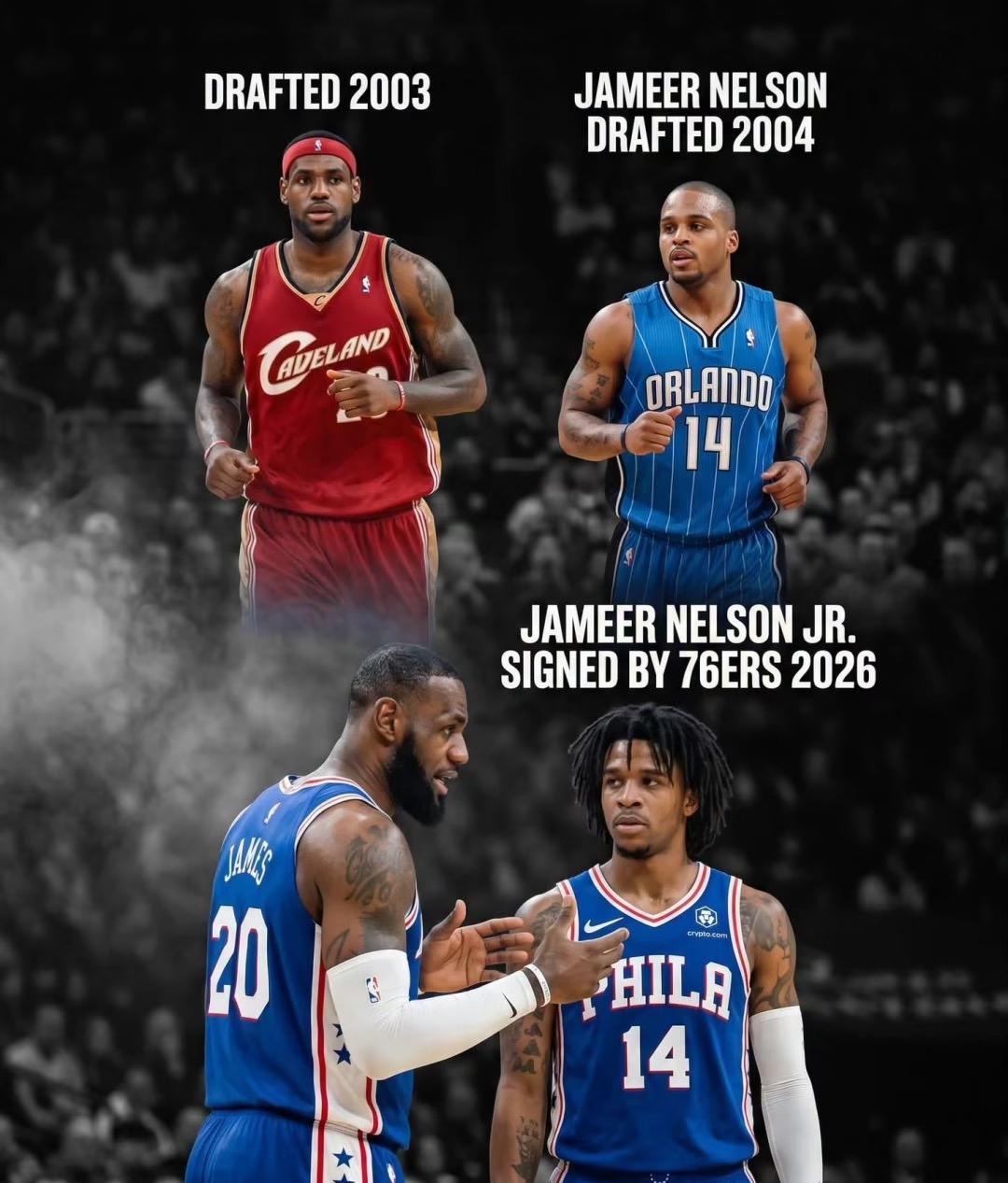 勒布朗·詹姆斯2003年进入NBA，
贾米尔·尼尔森2004年进入NBA。
两人
