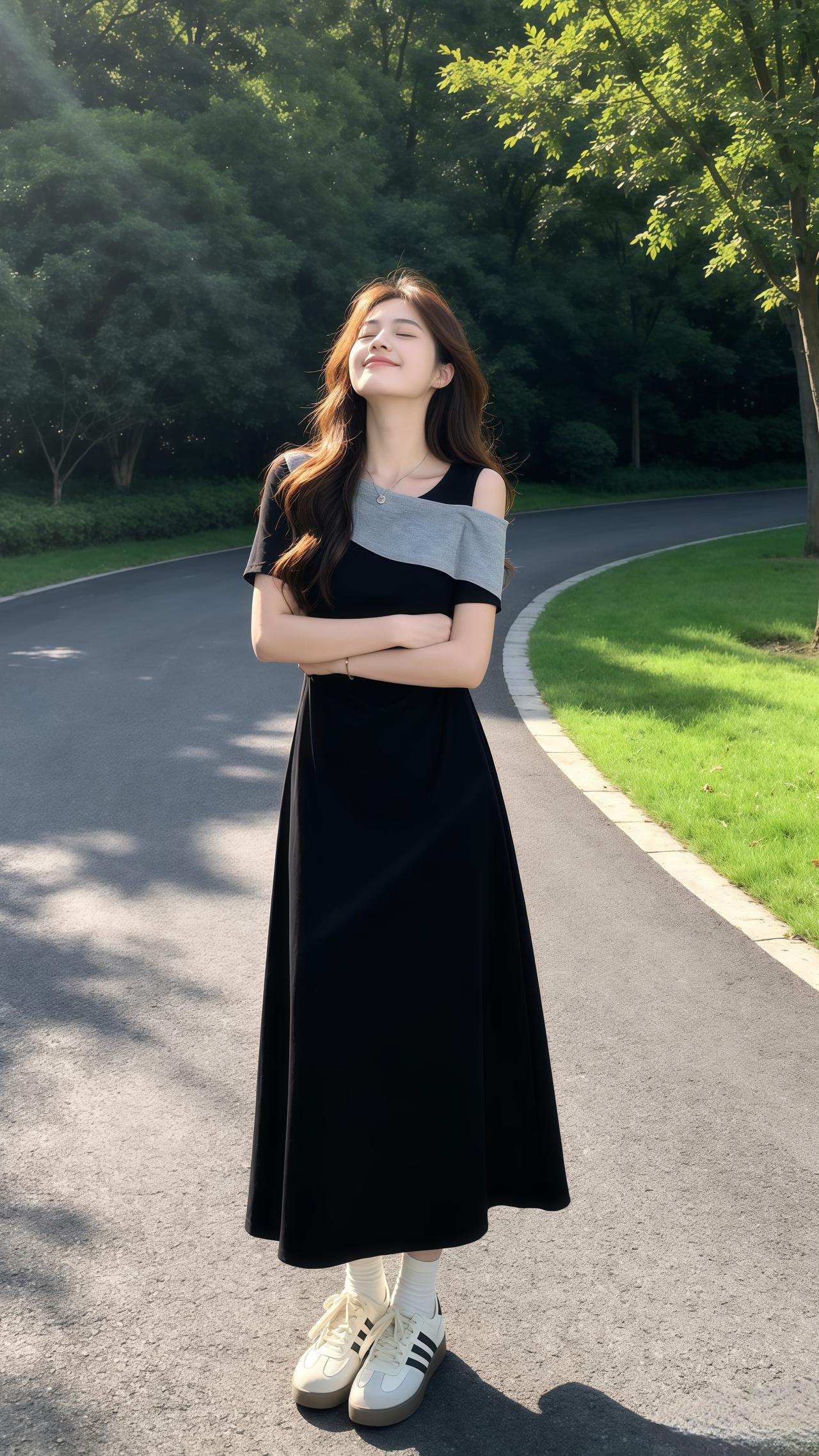 法式露肩小黑裙 微胖女生遮肉连衣裙 穿搭连衣裙夏季穿搭