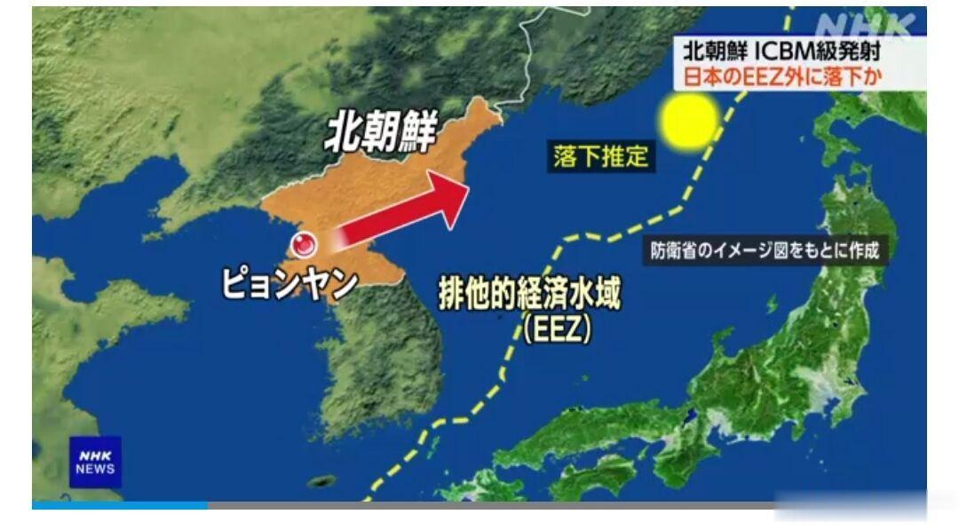日本防卫省发表声明称，12日上午，朝鲜发射了一枚洲际弹道导弹级别的导弹，疑似落入